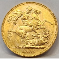 AUSTRALIA 1885 . ONE 1 SOVEREIGN . MELBOURNE . GOLD